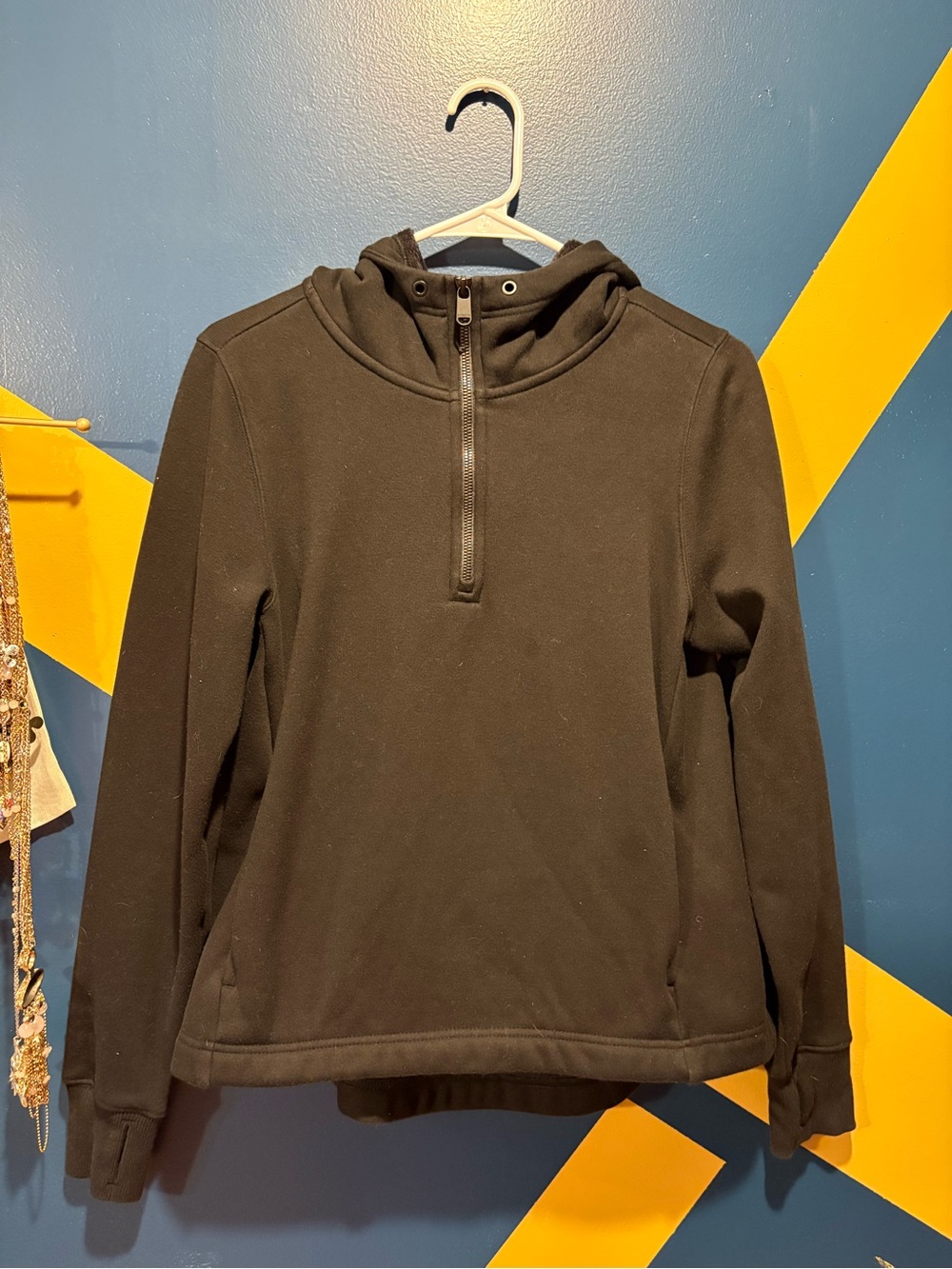 Athleta Black Fleece Mock Neck Quarter Zip Jacket EUC